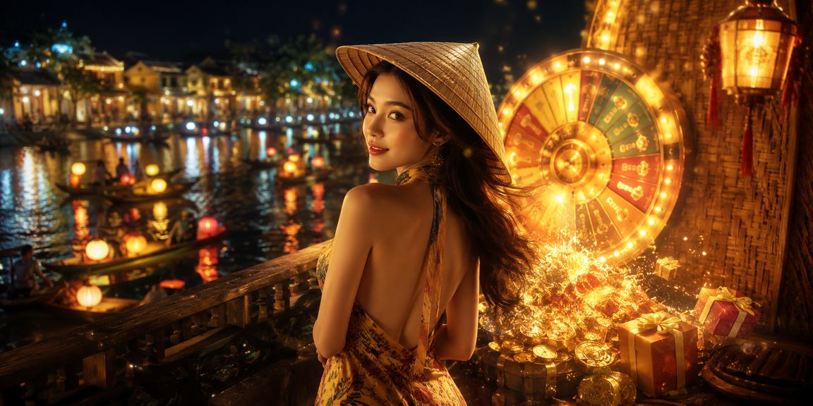 Người phụ nữ đội nón lá chơi roulette tại Hội An